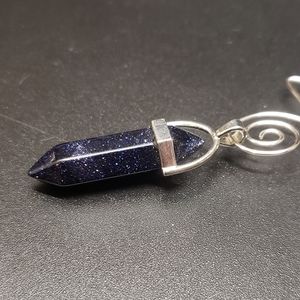 Unique Blue Gold Sand Healing Crystal Charm or Home Decor Hanger